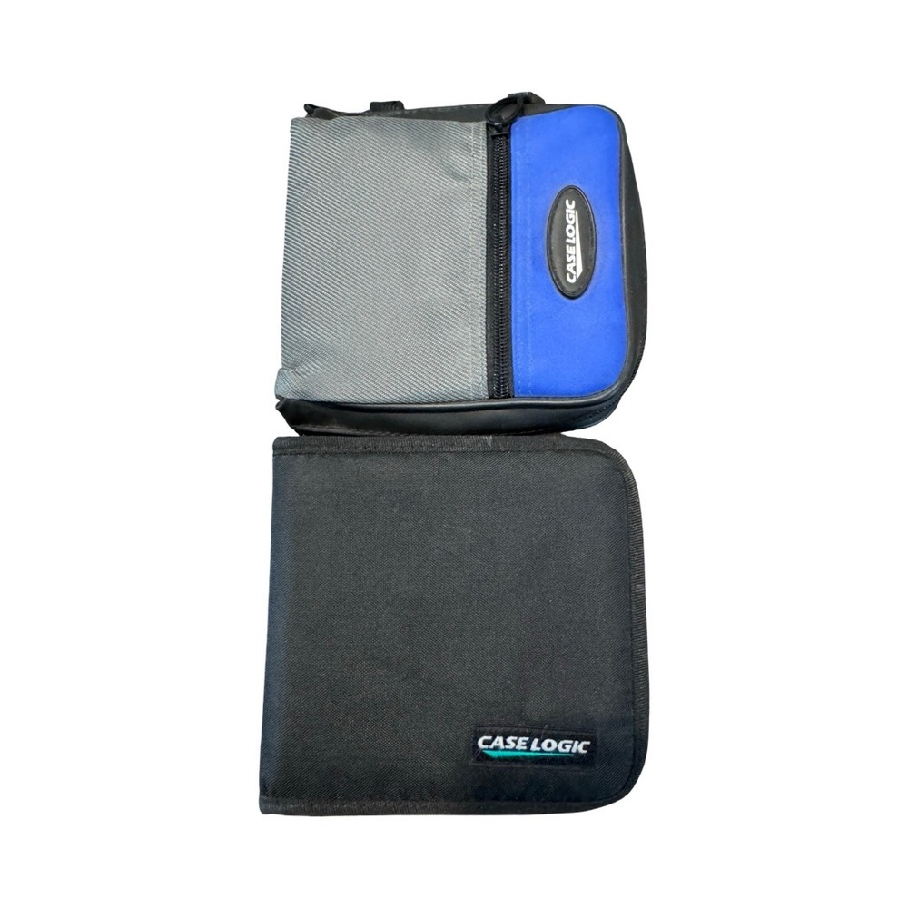 Case Logic CD DVD Media Storage Binder Lot 2 Black Blue Gray Zipper Nylon Case